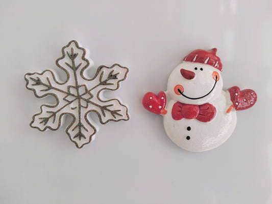 Christmas Snowman Snowflake Refrigerator Magnet