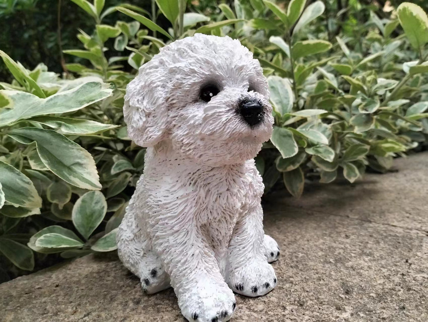 Memorial Dog Figurines, Bichon Frise Puppy Statue Garden Decor