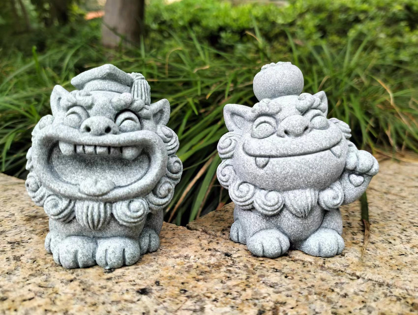 Sandstone Lucky Lion in Pair