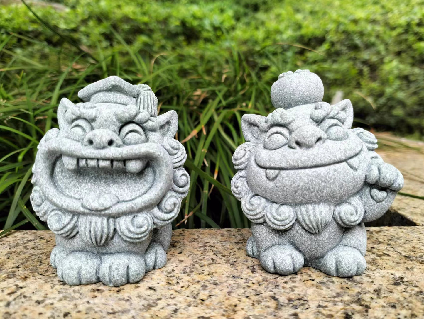 Sandstone Lucky Lion in Pair