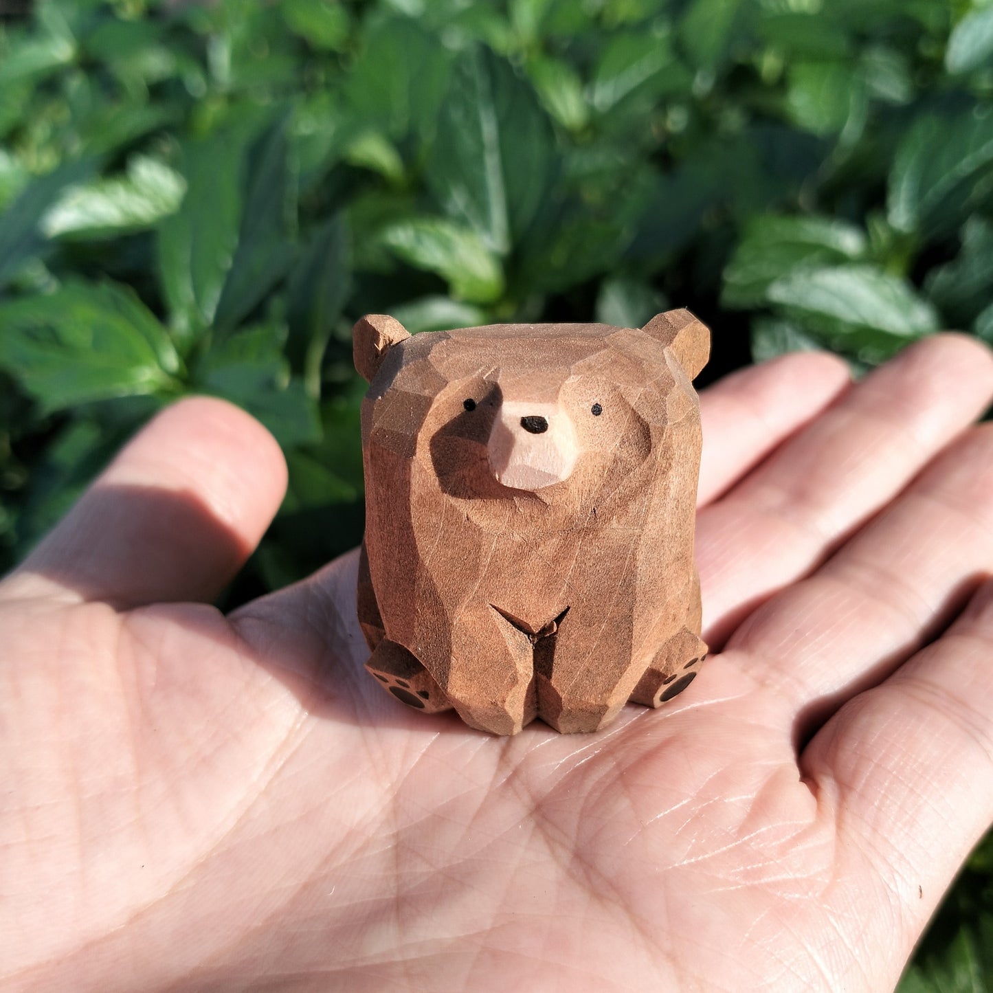 Wood Bear Sculpture Hand Carved