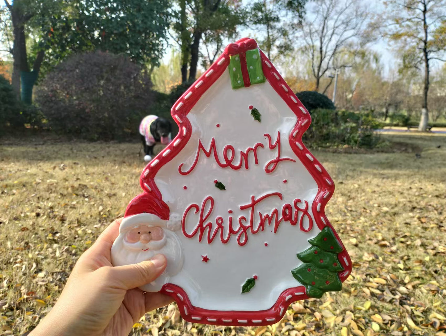 christmas tree salad plates Ceramic