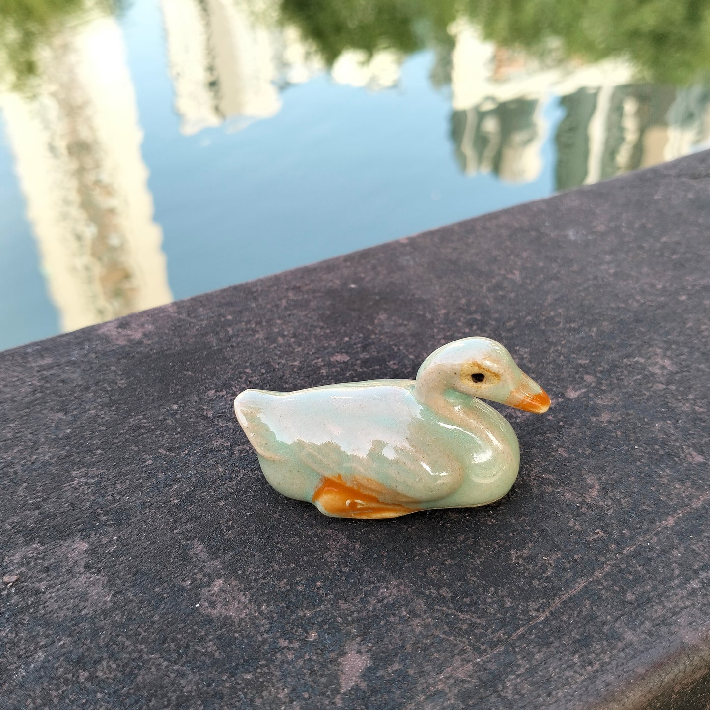 Mininature Ceramic Duck Figurine